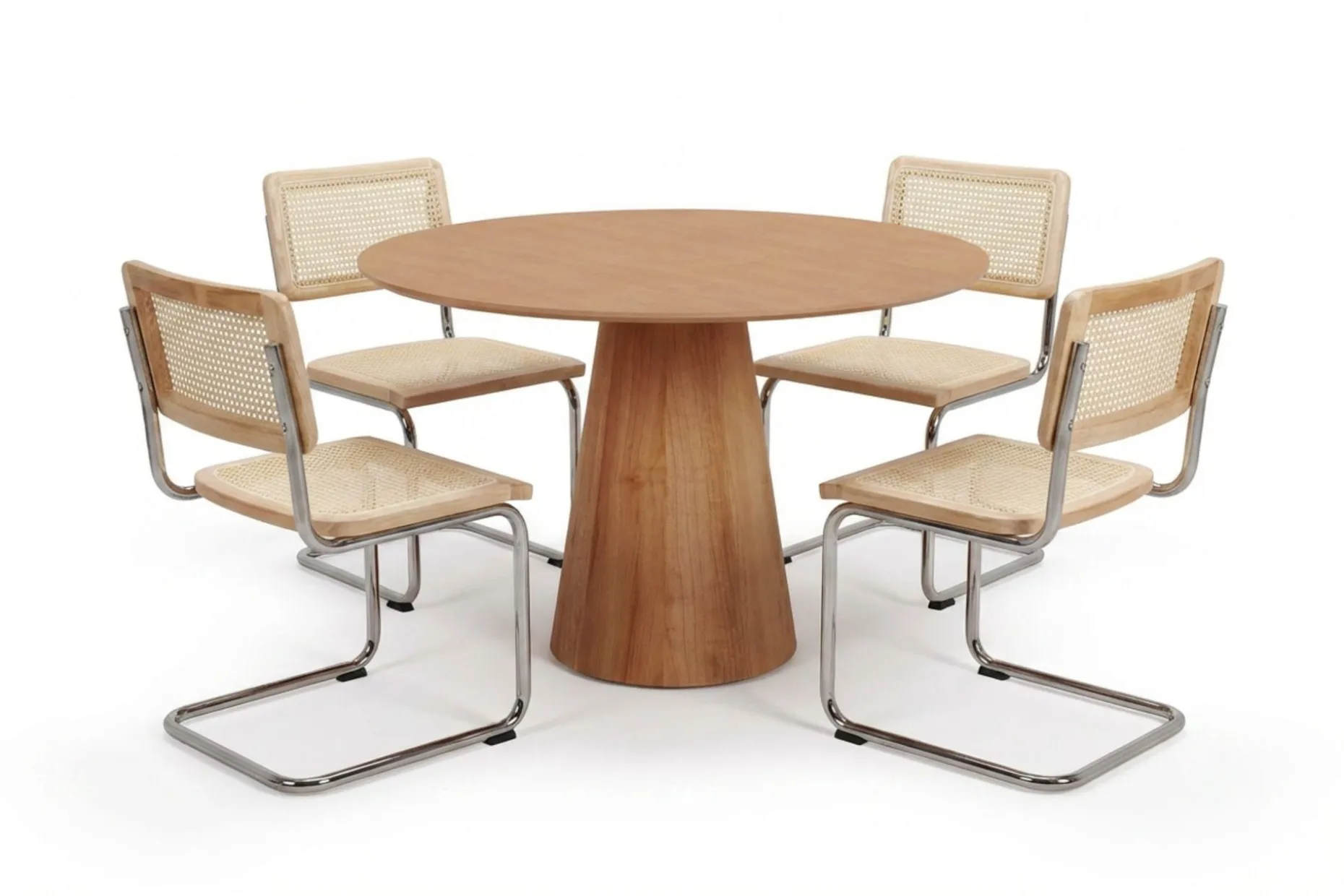 Siena spisegruppe rund 110 cm eik med 4 Build spisestoler