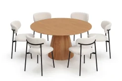 Siena spisegruppe rund 150 cm eik med 6 Lucy spisestoler