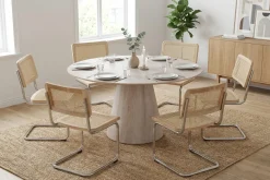Siena spisegruppe rund 150 cm hvitlasert med 6 Build spisestoler