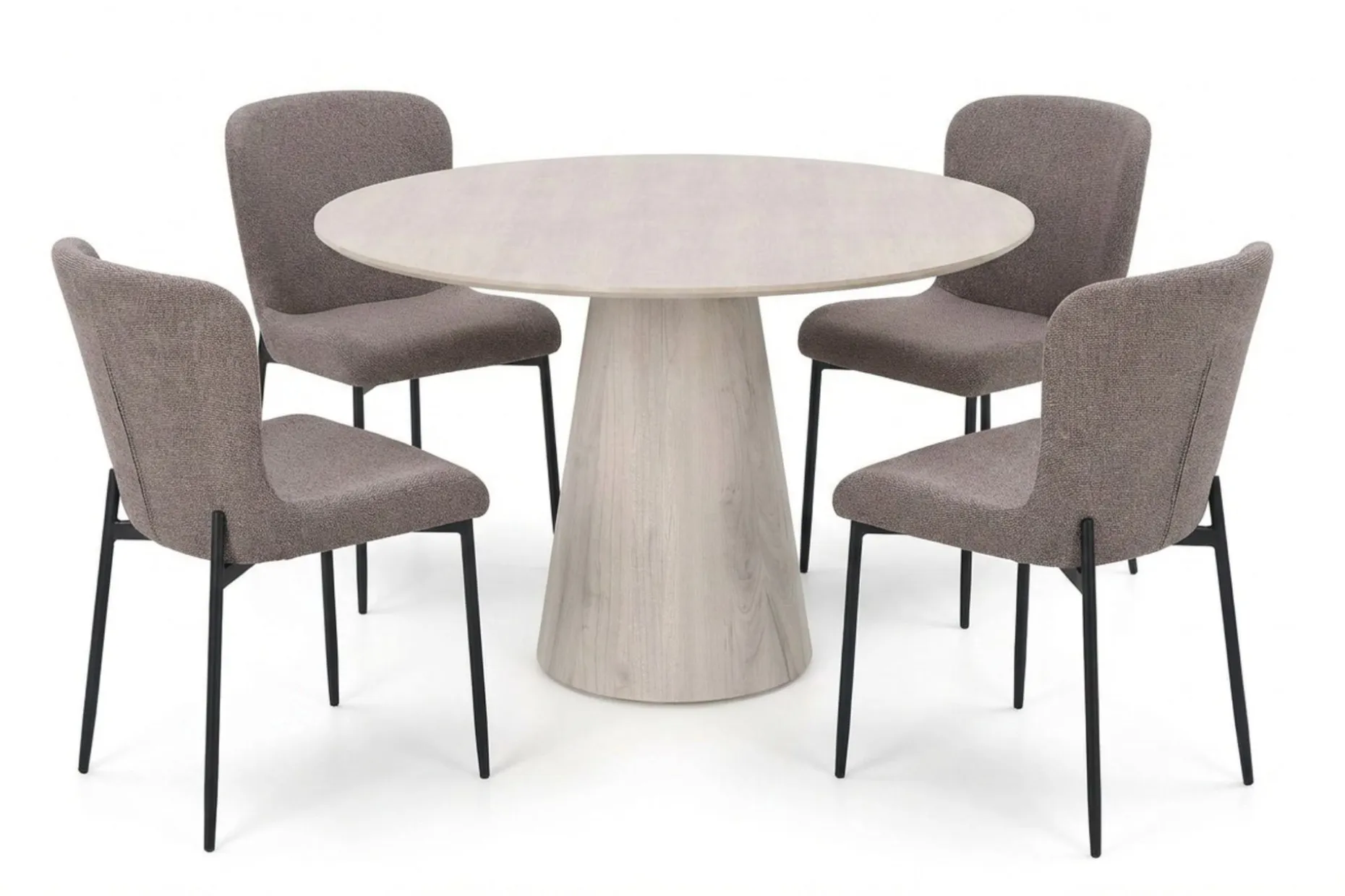 Siena spisegruppe rund 110 cm hvitlasert med 4 Elsie spisestoler