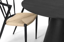 Siena spisegruppe rund 130 cm svart med 6 Winston spisestoler
