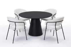 Siena spisegruppe rund 110 cm svart med 4 Karol spisestoler