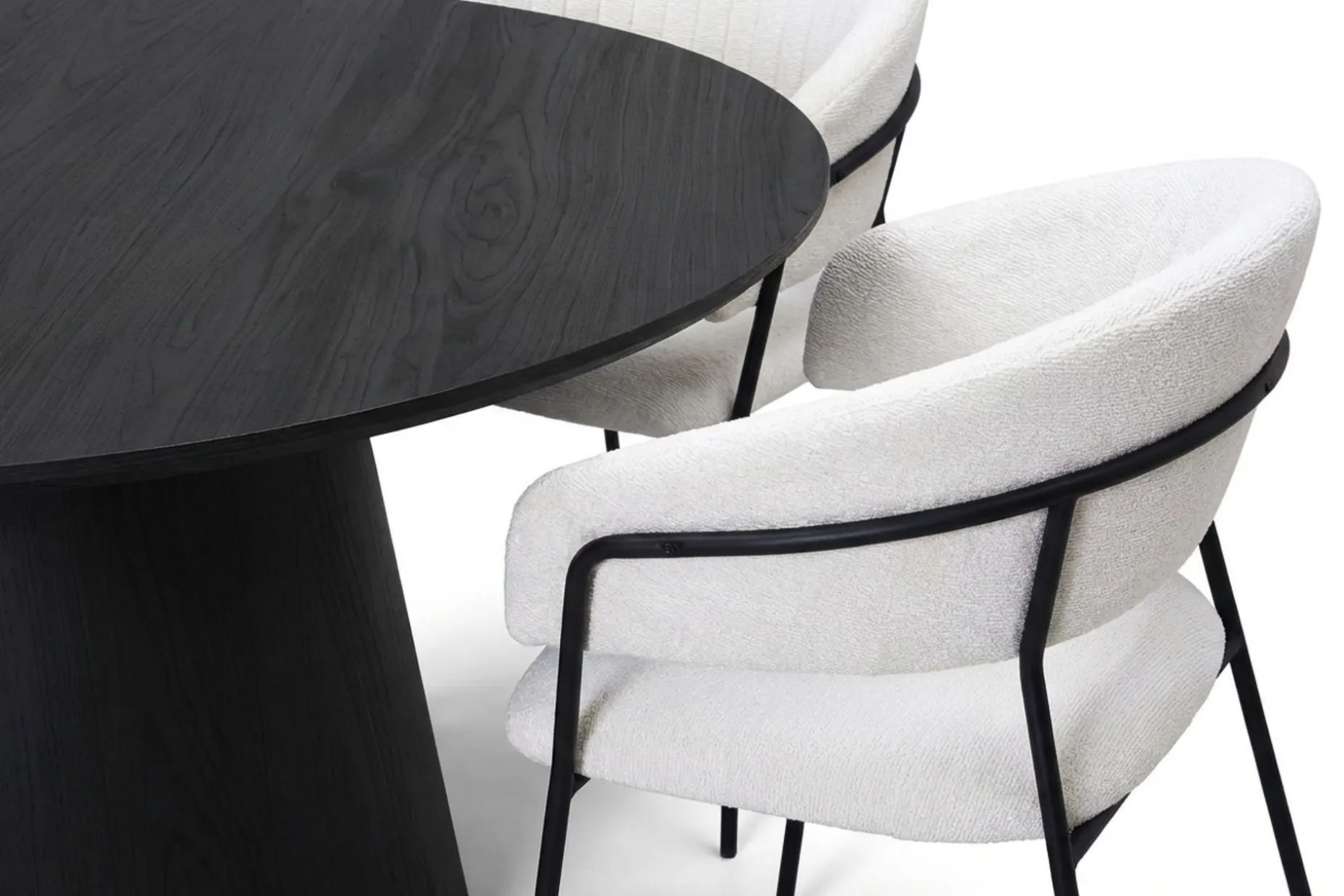 Siena spisegruppe rund 110 cm svart med 4 Gemmiano spisestoler