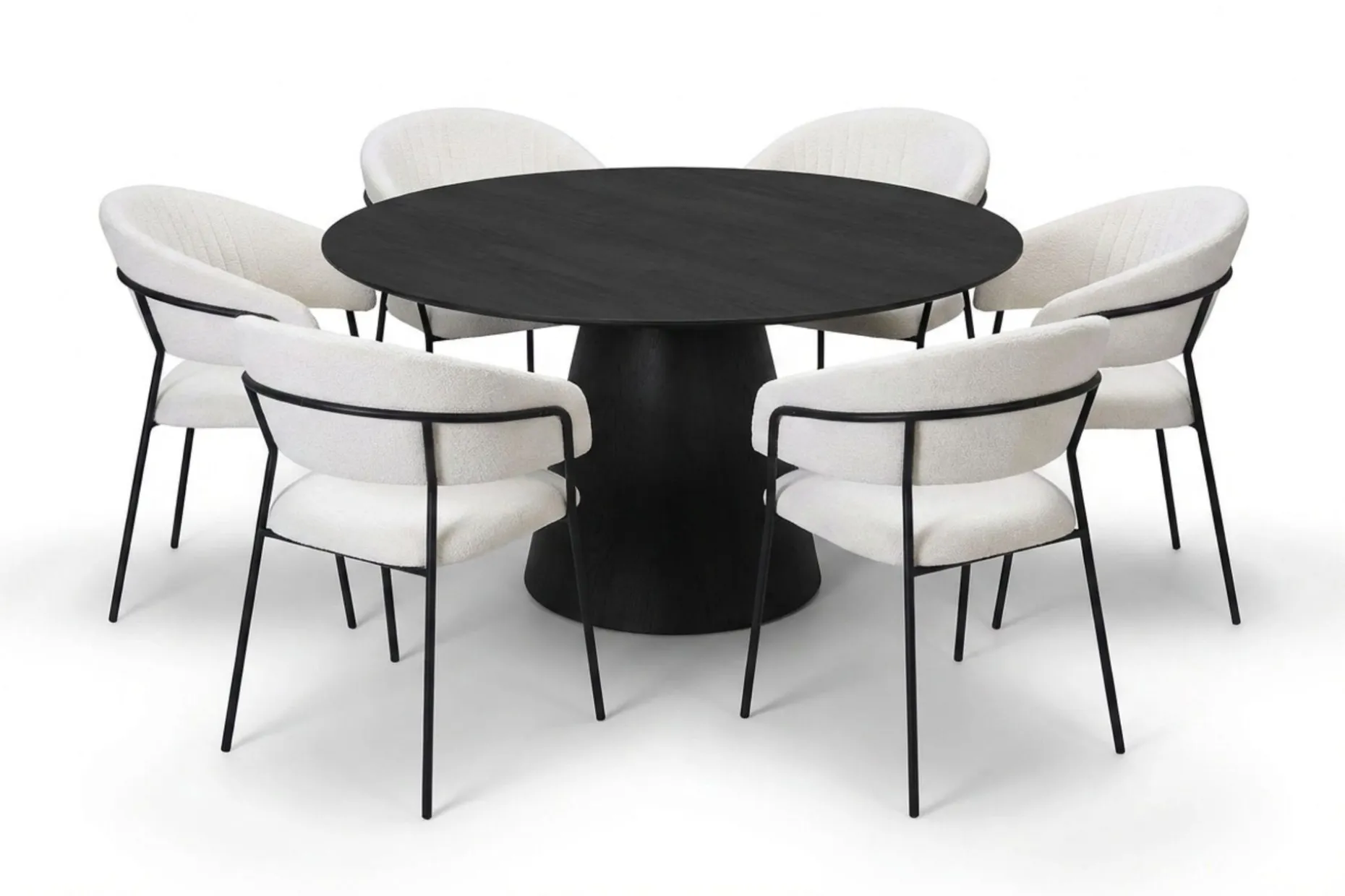 Siena spisegruppe rund 110 cm svart med 4 Gemmiano spisestoler