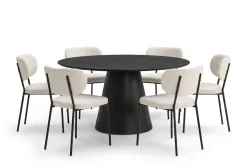 Siena Spisegruppe rund 150 cm Svart med 6 Gemmiano spisestoler