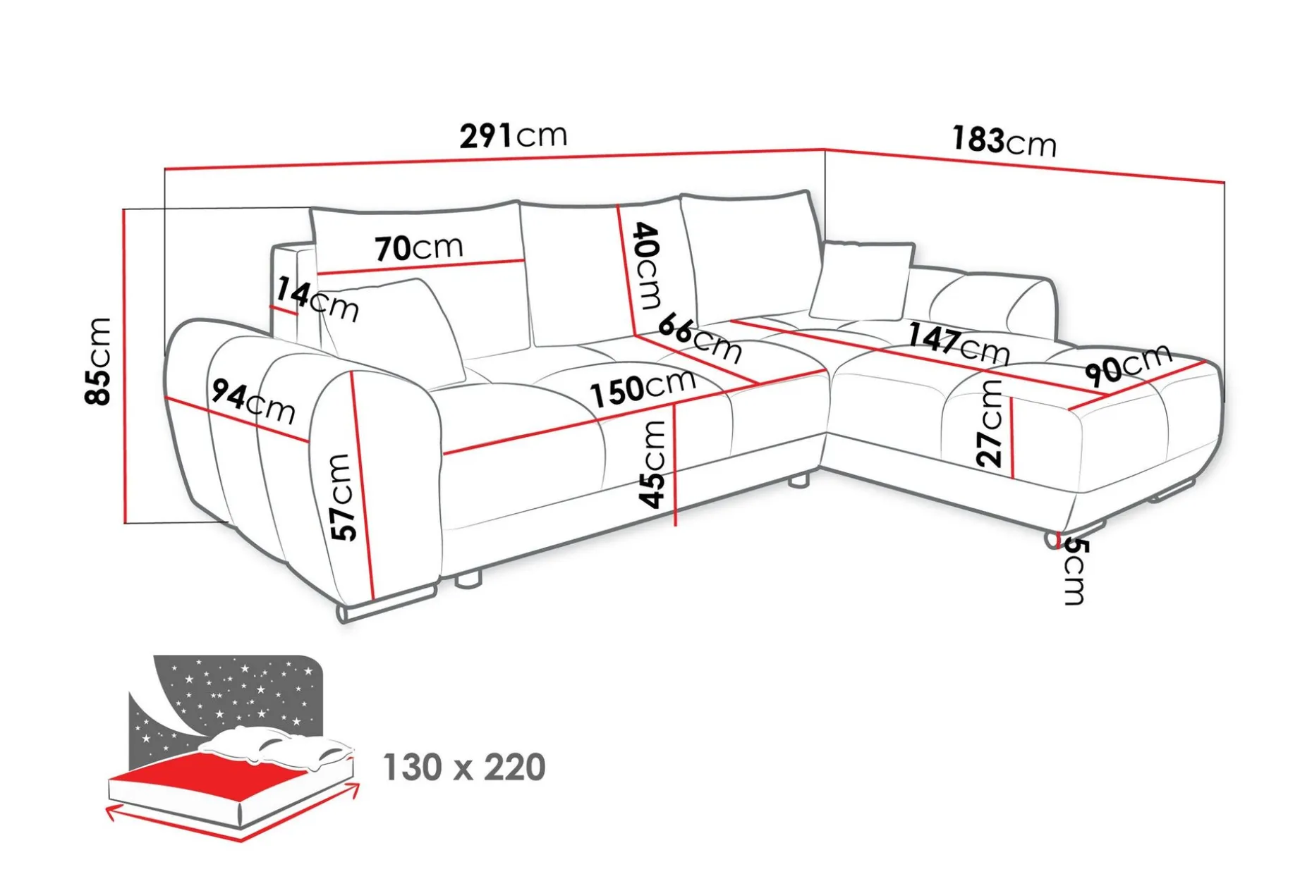Simerly Sofa med Divan 3-seter