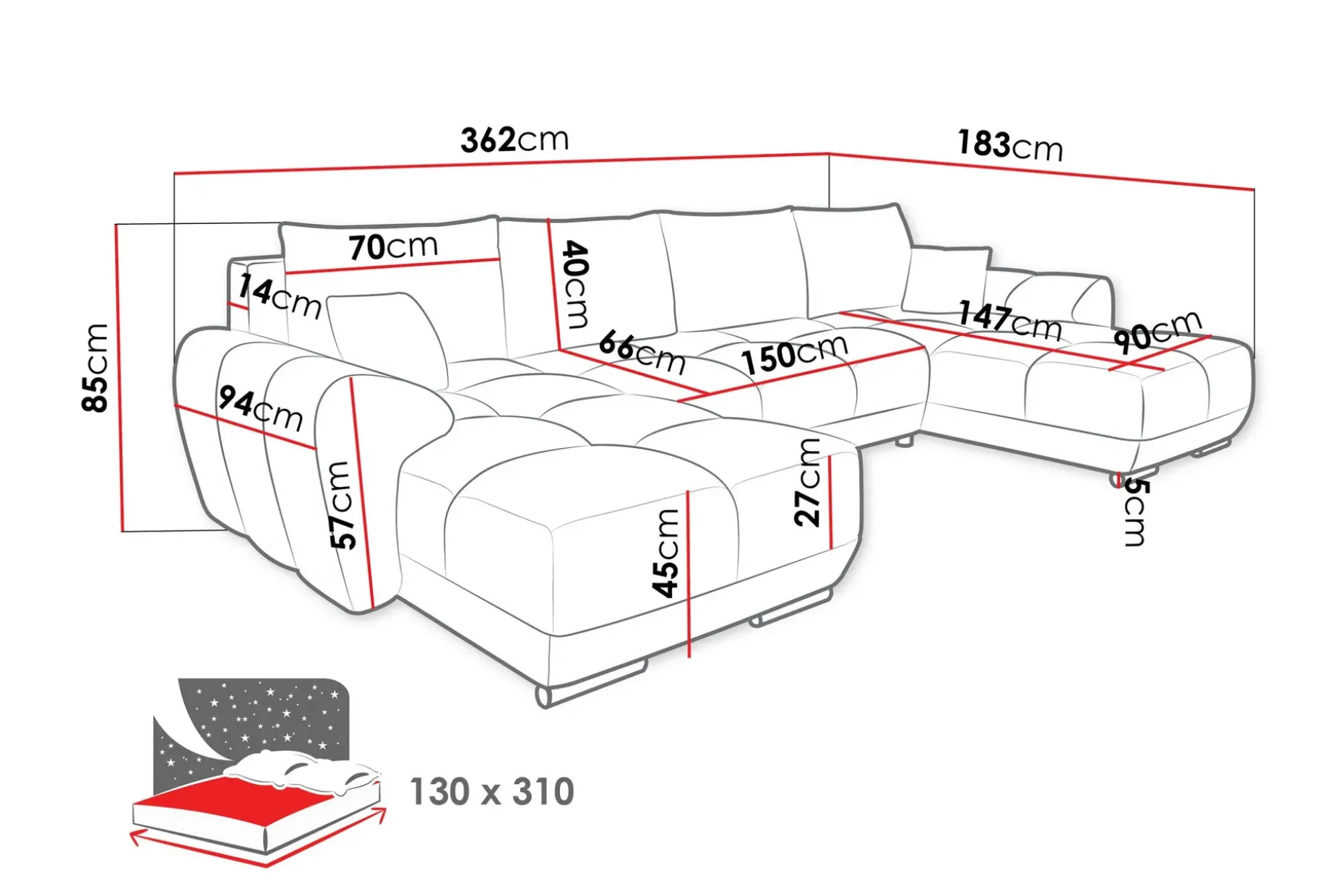 Simerly Sovesofa Dobbeldivan 4-seter