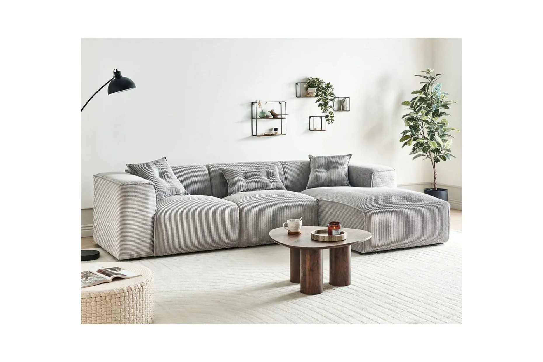 3-sitssoffa Beliani Dolva Grå, svart, Vänstervänd Grey