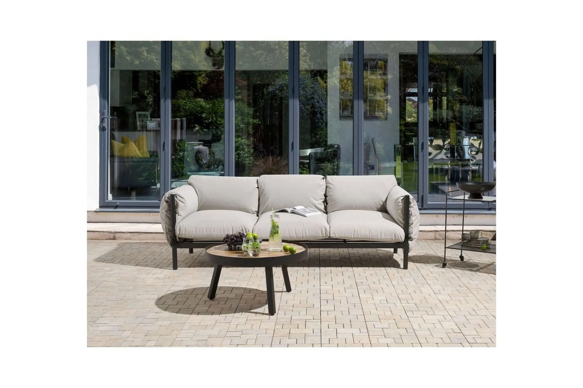 3-sitssoffa Beliani Esperia Grey, Black