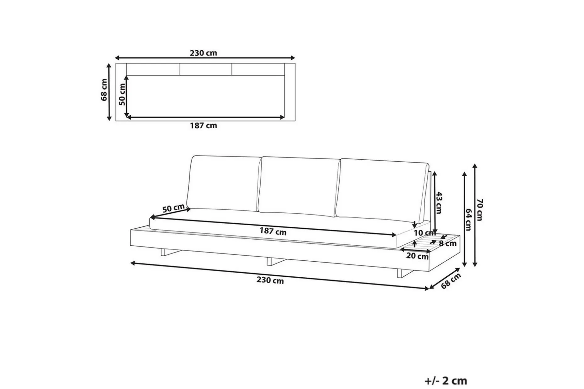 3-sitssoffa Beliani Marettimo Light wood||White