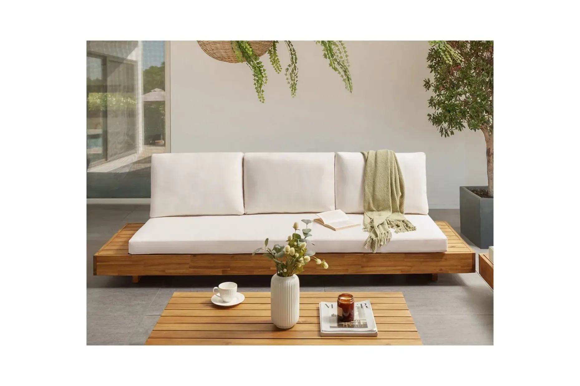 3-sitssoffa Beliani Marettimo Light wood||White