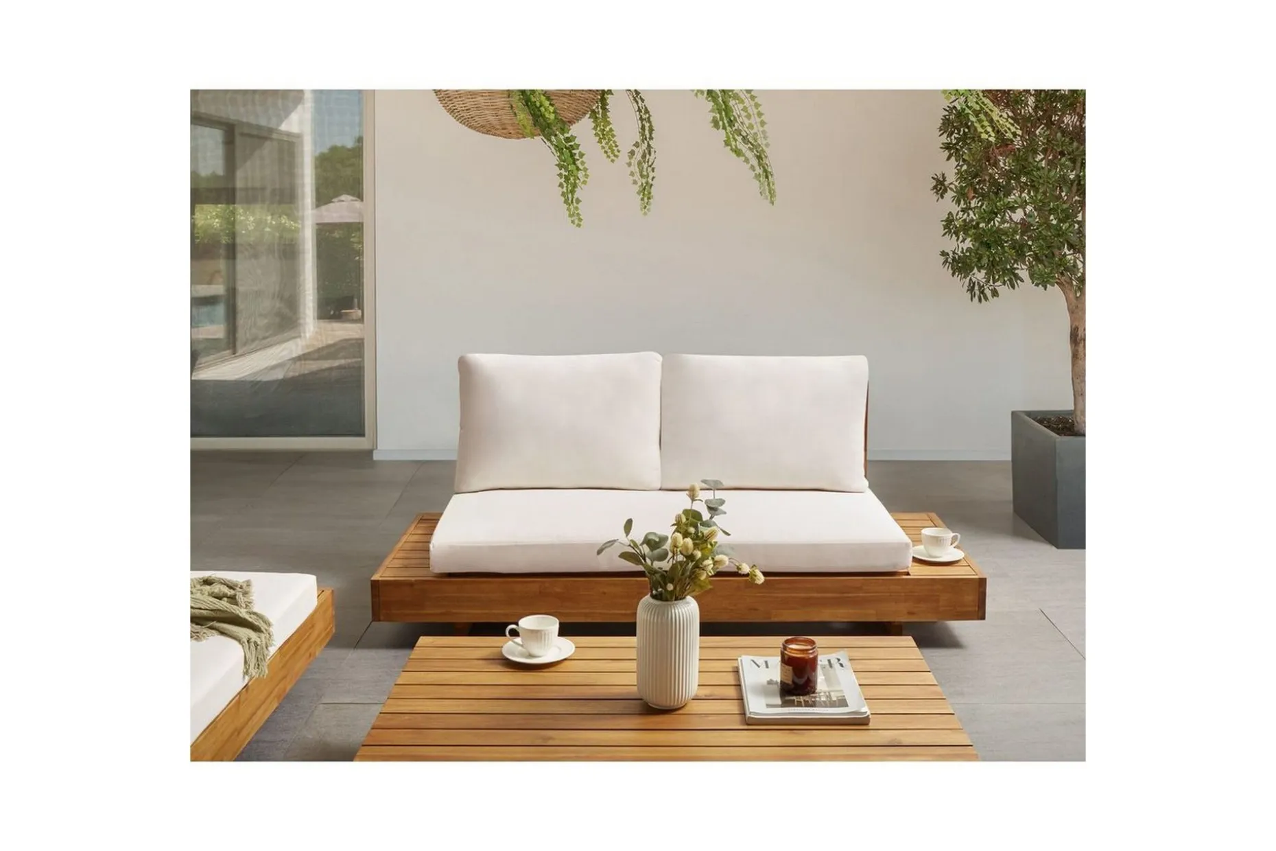 2-sitssoffa Beliani Marettimo Light wood, White