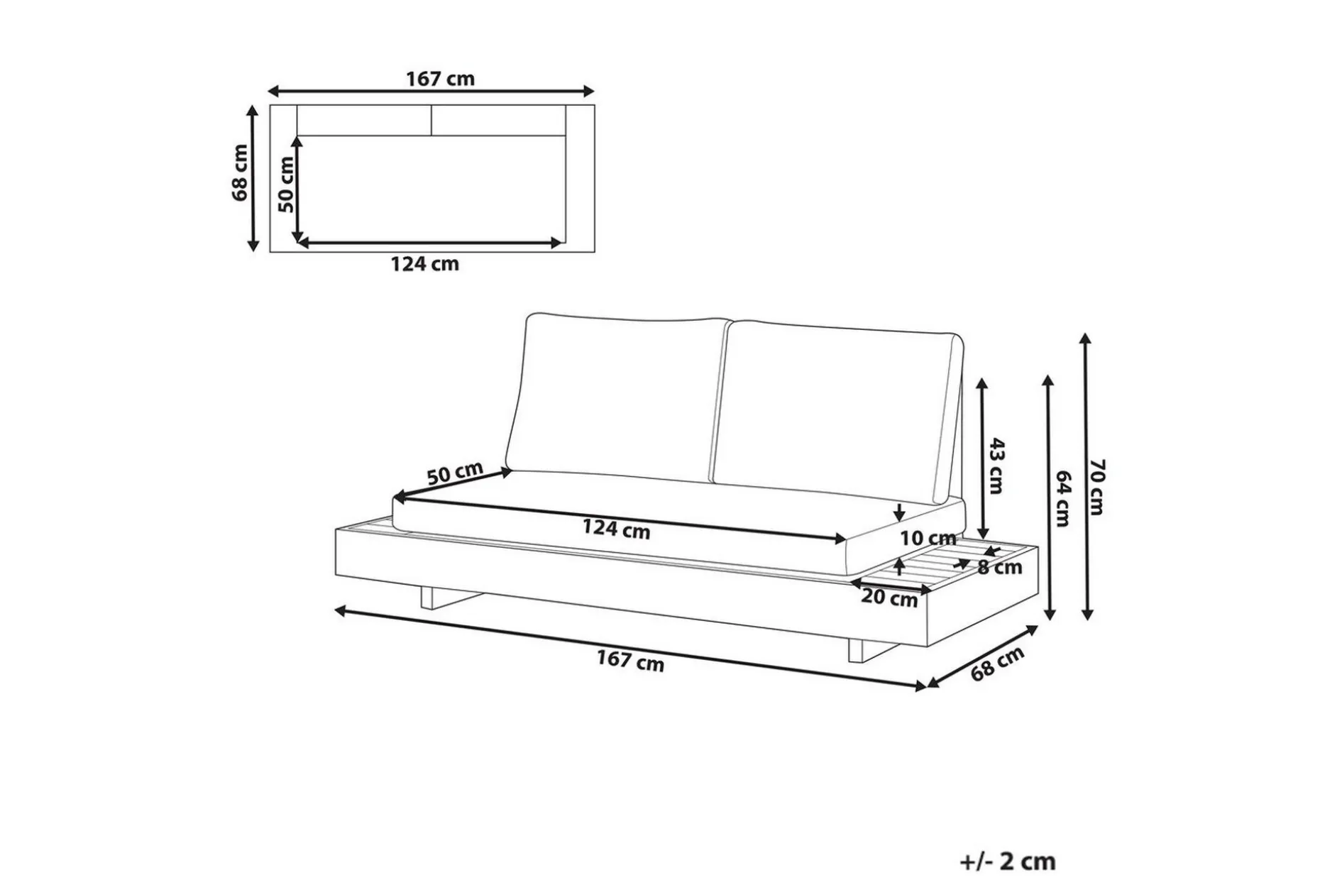 2-sitssoffa Beliani Marettimo Light wood, White