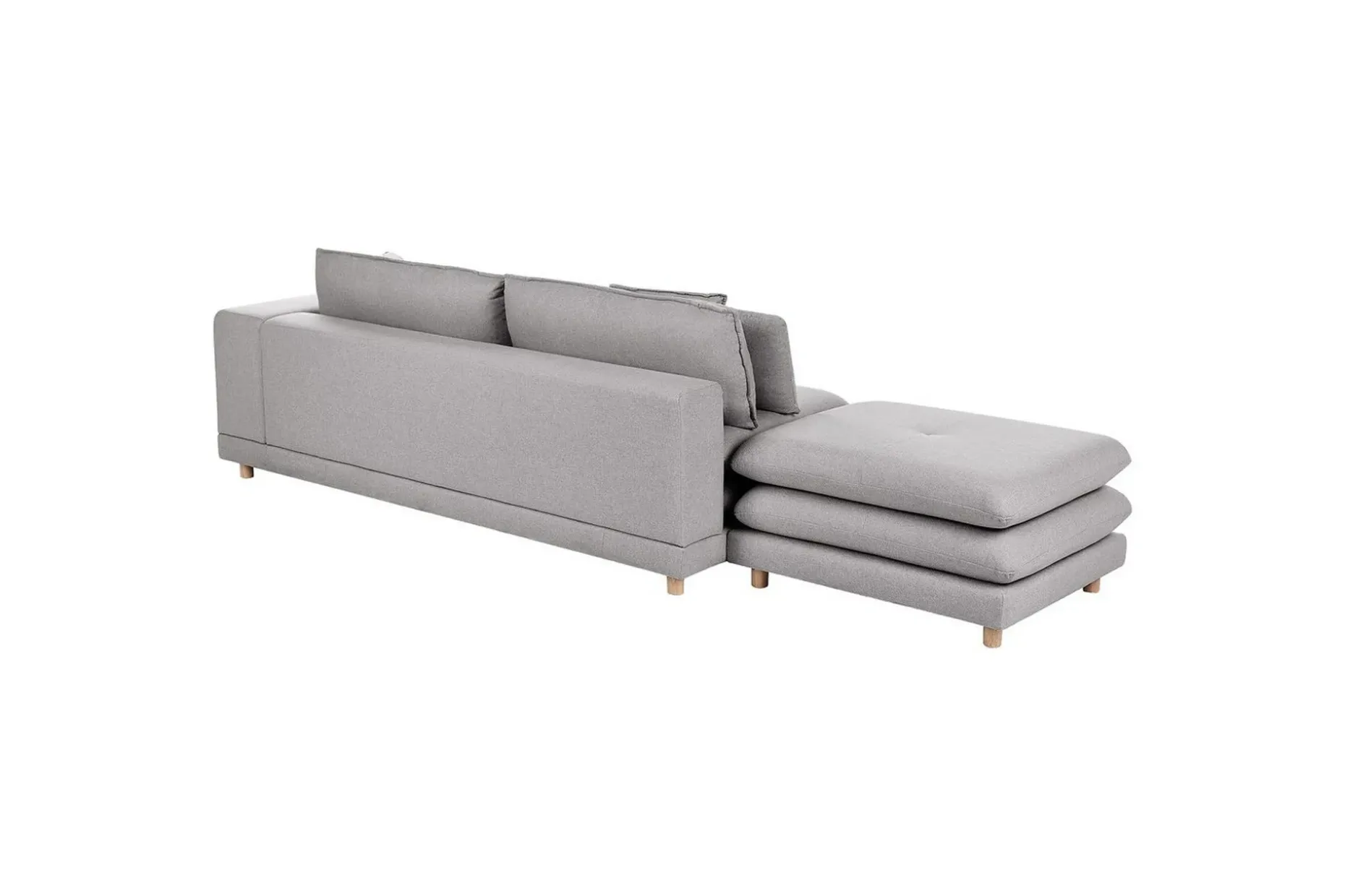 2-sitssoffa med fotpall Beliani Heden Beige/ljust trä Grey||Light colored wood