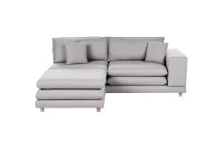 2-sitssoffa med fotpall Beliani Heden Beige/ljust trä Grey||Light colored wood
