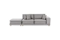 2-sitssoffa med fotpall Beliani Heden Beige/ljust trä Grey||Light colored wood