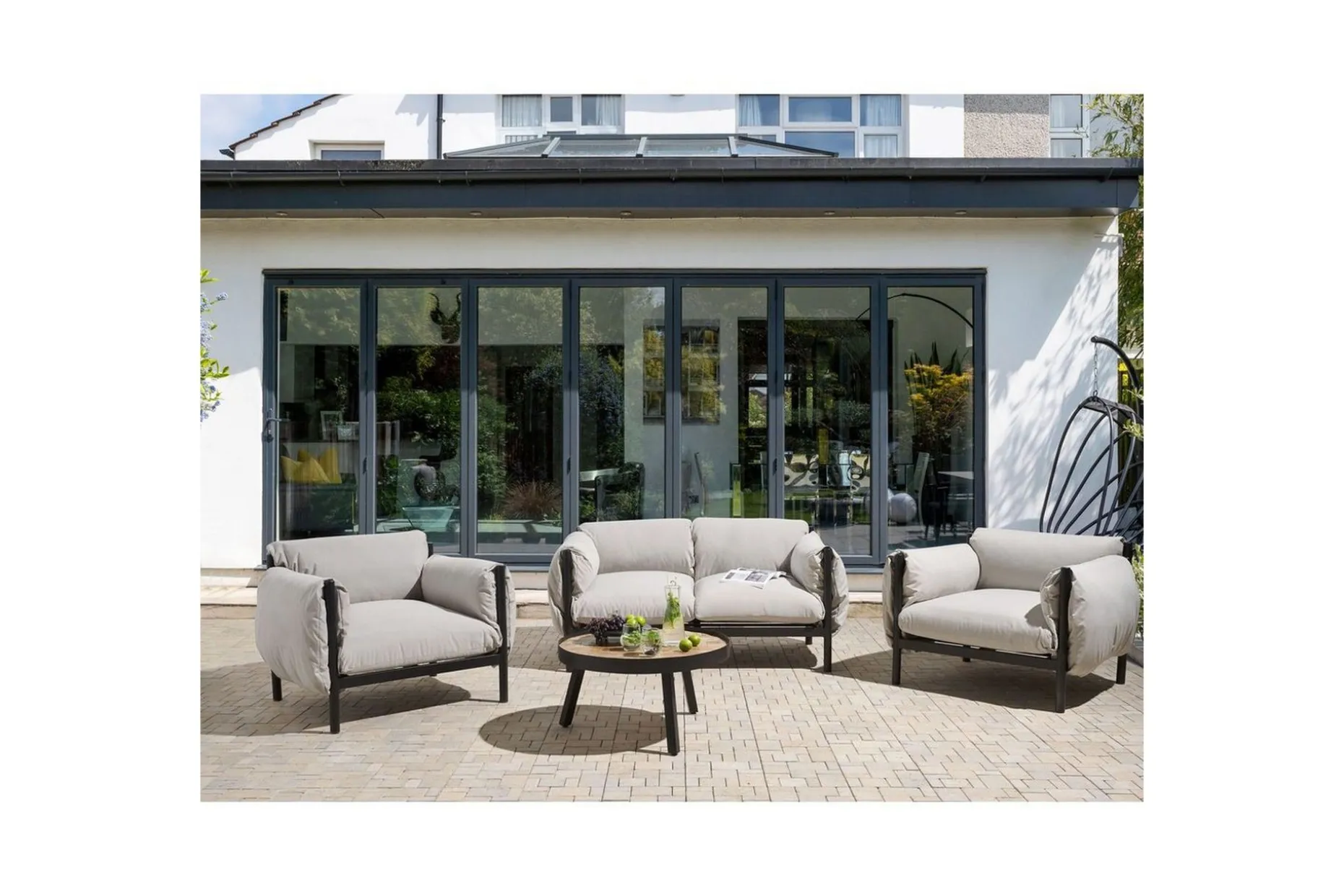 2-sitssoffa med fåtöljer Beliani Esperia Grey, Black