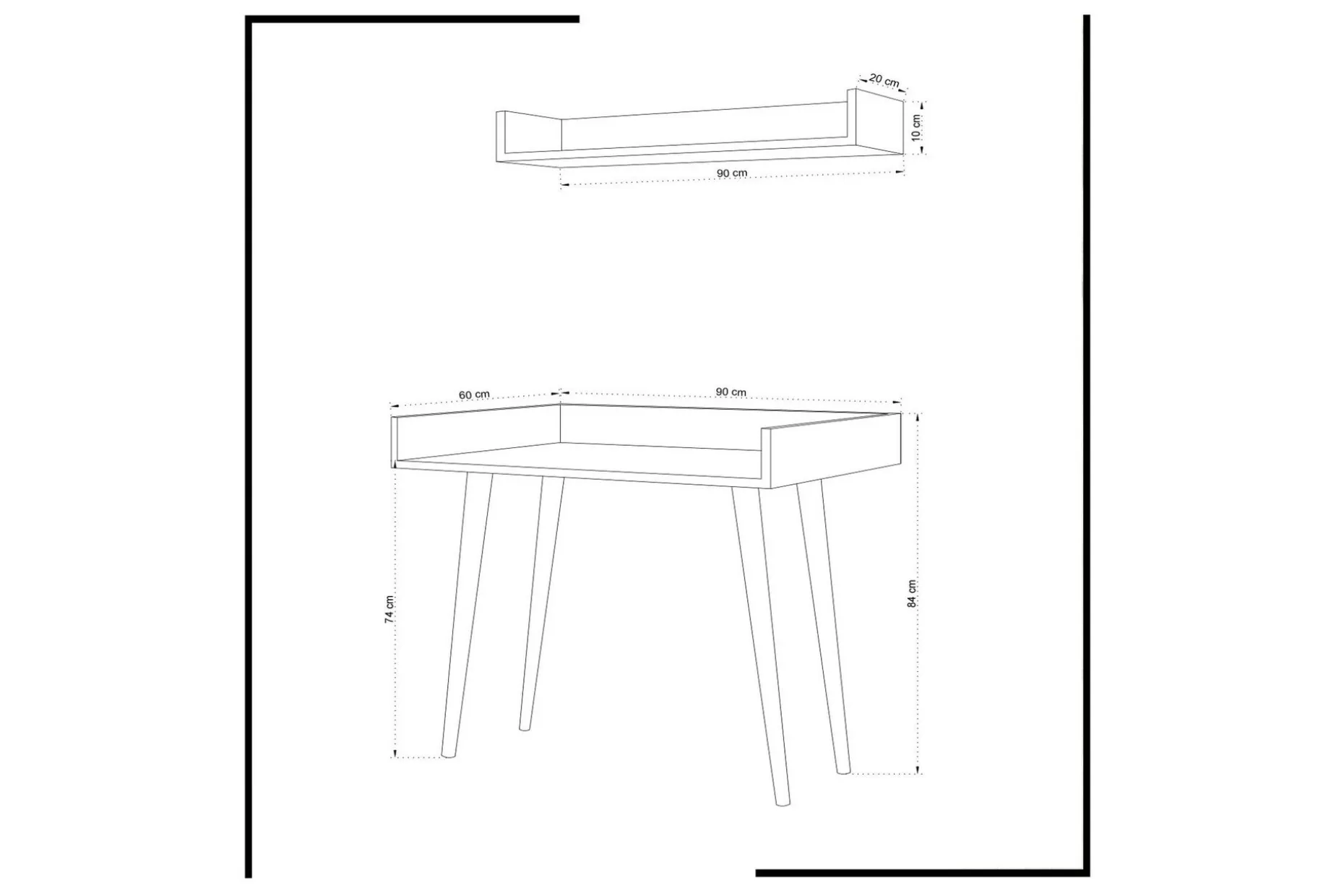 Skaberg Skrivebord 90 cm med Oppbevaring Vegghylle