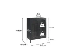 Skap Luna 80x40x102 cm, Svart
