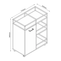 Skap med hyller HOME4YOU Hedvig 77,4x42x94 cm Ask/Svart
