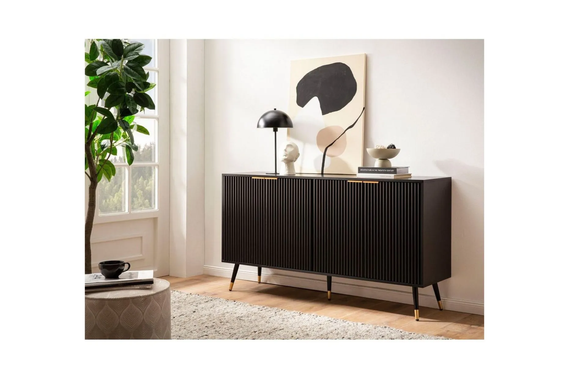 Skjenk Wohnling Foliert sponplate eikelook 150 cm 4 dører Moderne