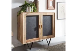 Skjenk Wohnling Massivt tre 80 cm 3D kant steinoptikk front 2 dører moderne