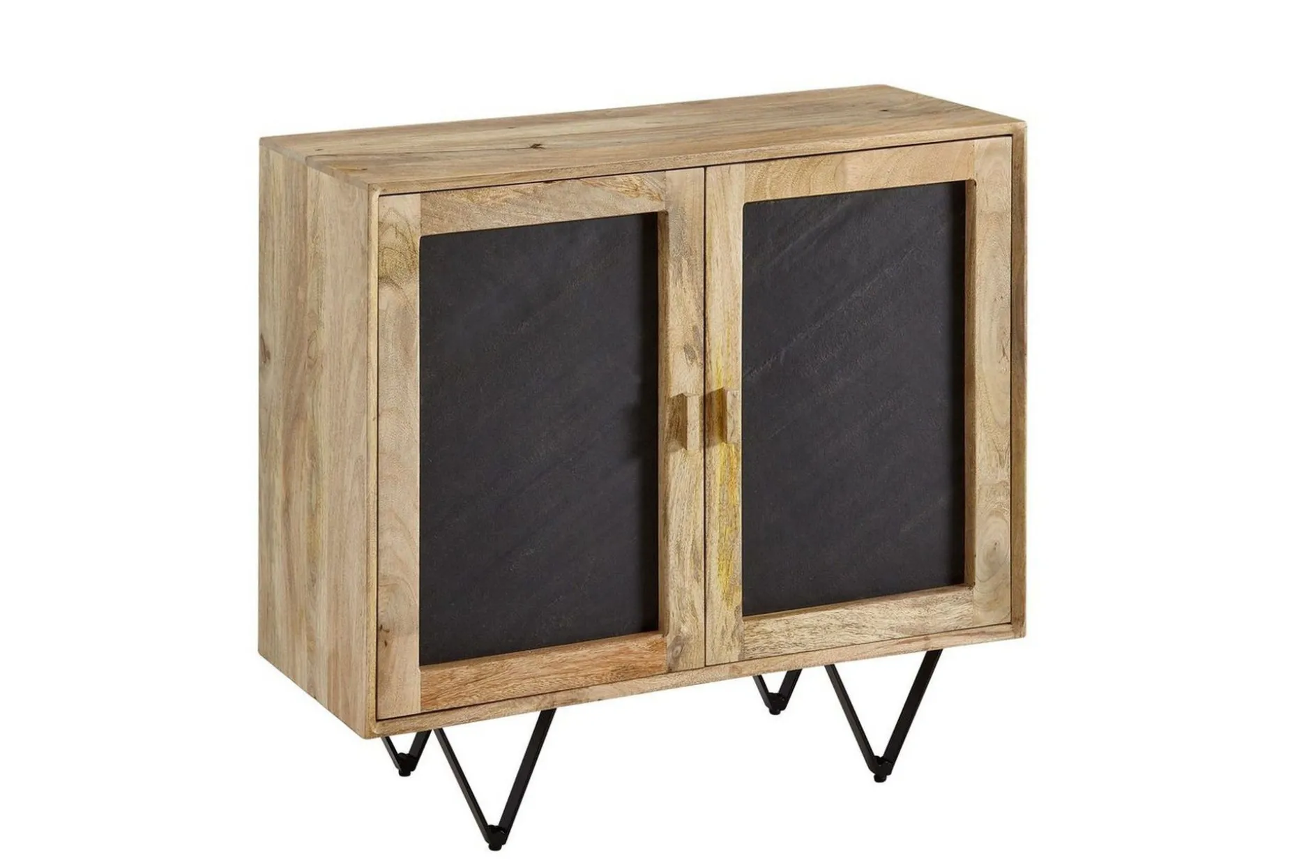 Skjenk Wohnling Massivt tre 80 cm 3D kant steinoptikk front 2 dører moderne