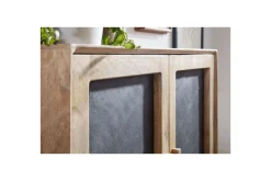 Skjenk Wohnling Massivt tre 80 cm 3D kant steinoptikk front 2 dører moderne