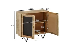 Skjenk Wohnling Massivt tre 80 cm 3D kant steinoptikk front 2 dører moderne