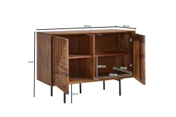 Skjenk Wohnling massivt tre, 3D geometrisk front, push-to-open, industriell loftstil 100 cm
