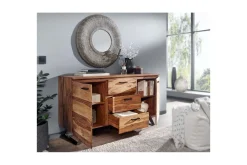 Skjenk Wohnling Massivt treverk trekanter 145 cm med 2 dører 3 skuffer industriell