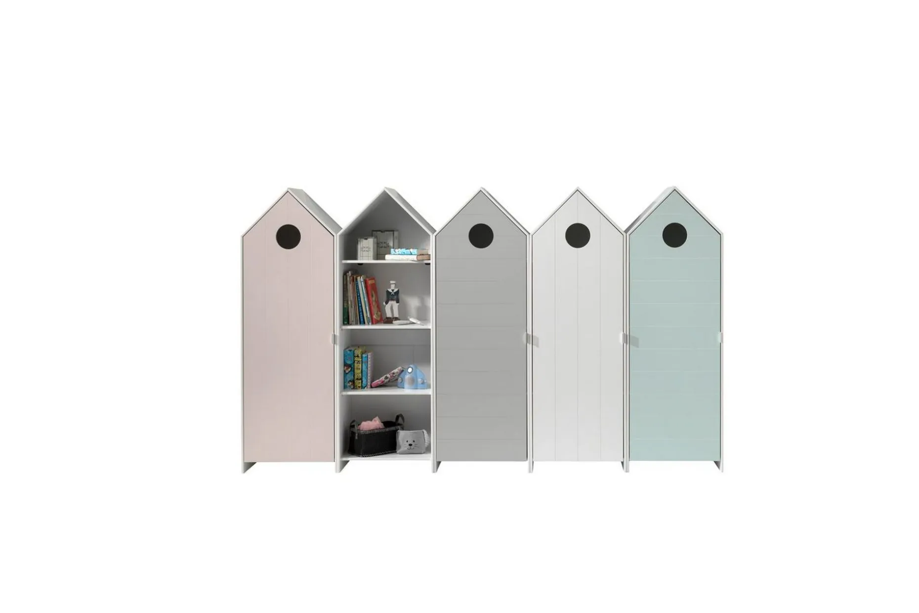 Skåp Vipack Casami 5-delar med 4 Dörrar Vipack Grey, Pink, Mint Green, White