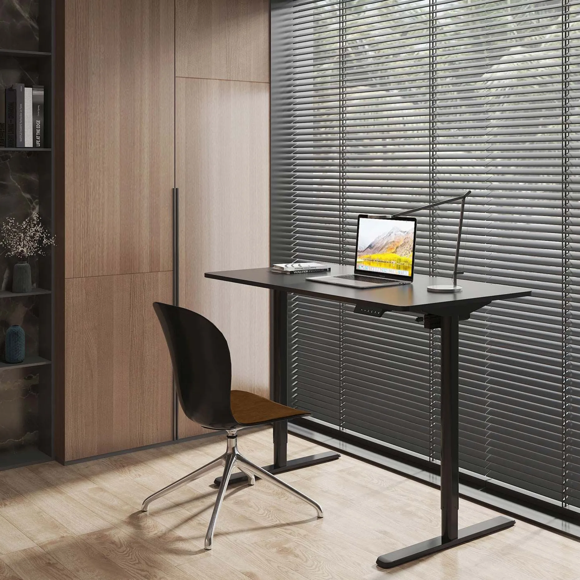 Skrivebord HOME4YOU Ergo Light med 1 motor 120x60x72,5–117,5 cm Svart