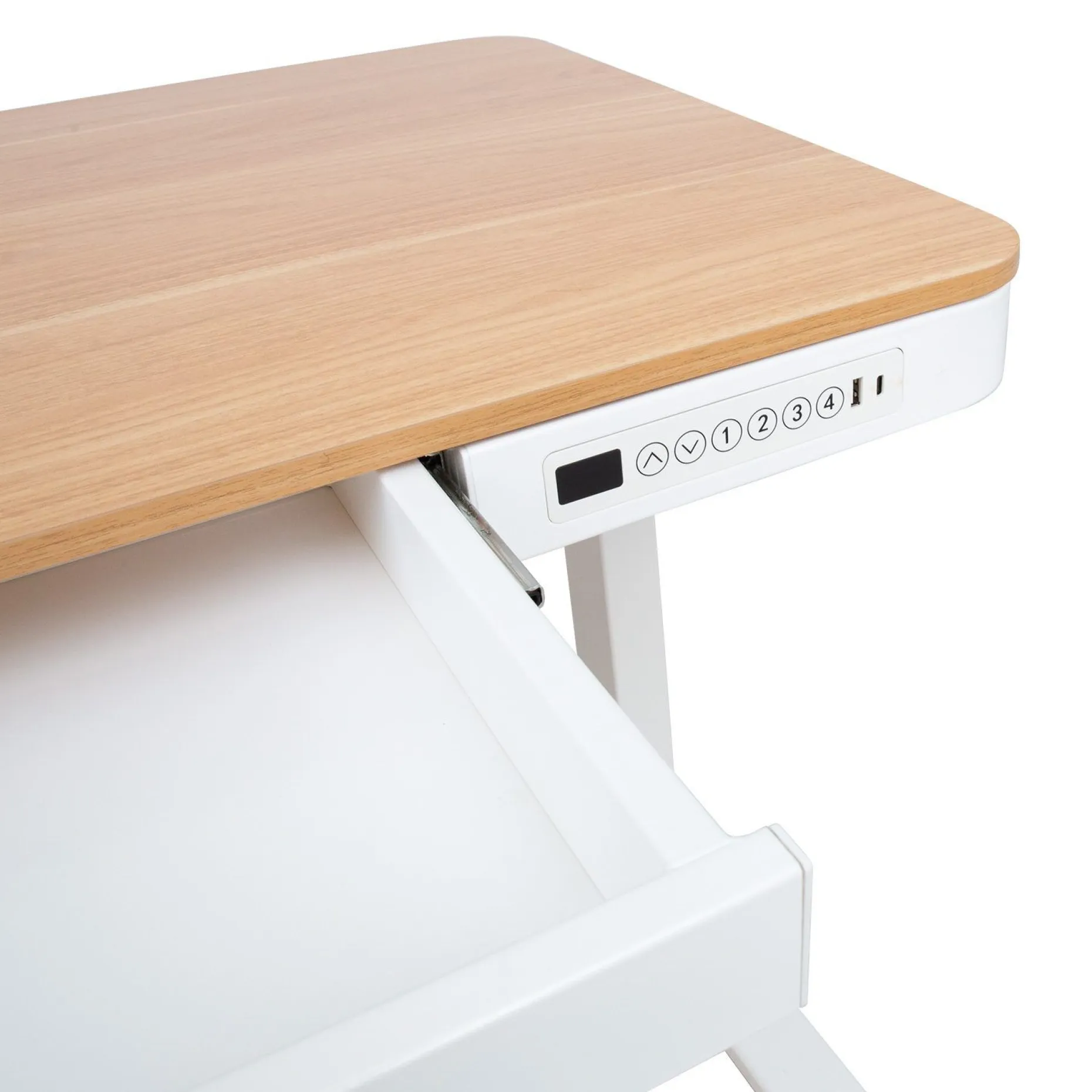 Skrivebord HOME4YOU Ergo med 1 motor 120x60x72-121 cm eik/hvit