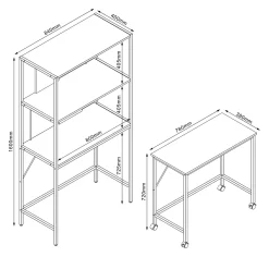 Skrivebord/hylle HOME4YOU Lester 84x40x160 cm melamin