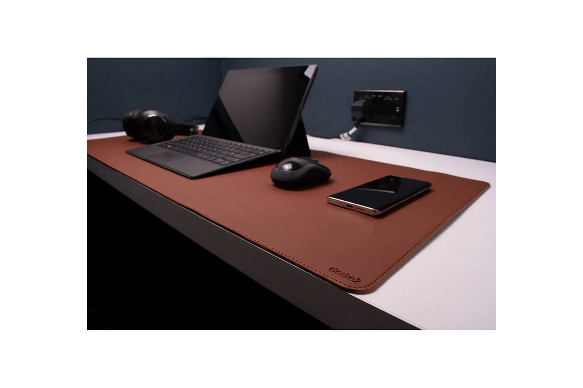 Skrivebordsmatte Desire2 Vegansk Lær 400x900mm Brun