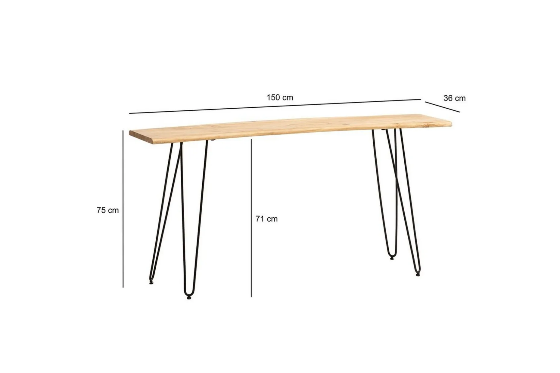 Skrivebord Wohnling Heltre 150 cm Trekantet kant med hårnålben Landlig stil