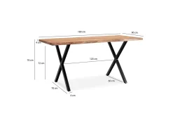 Skrivebord Wohnling Massivt treverk trekanter metallbein landlig stil Svart, krysset, 180x90 cm
