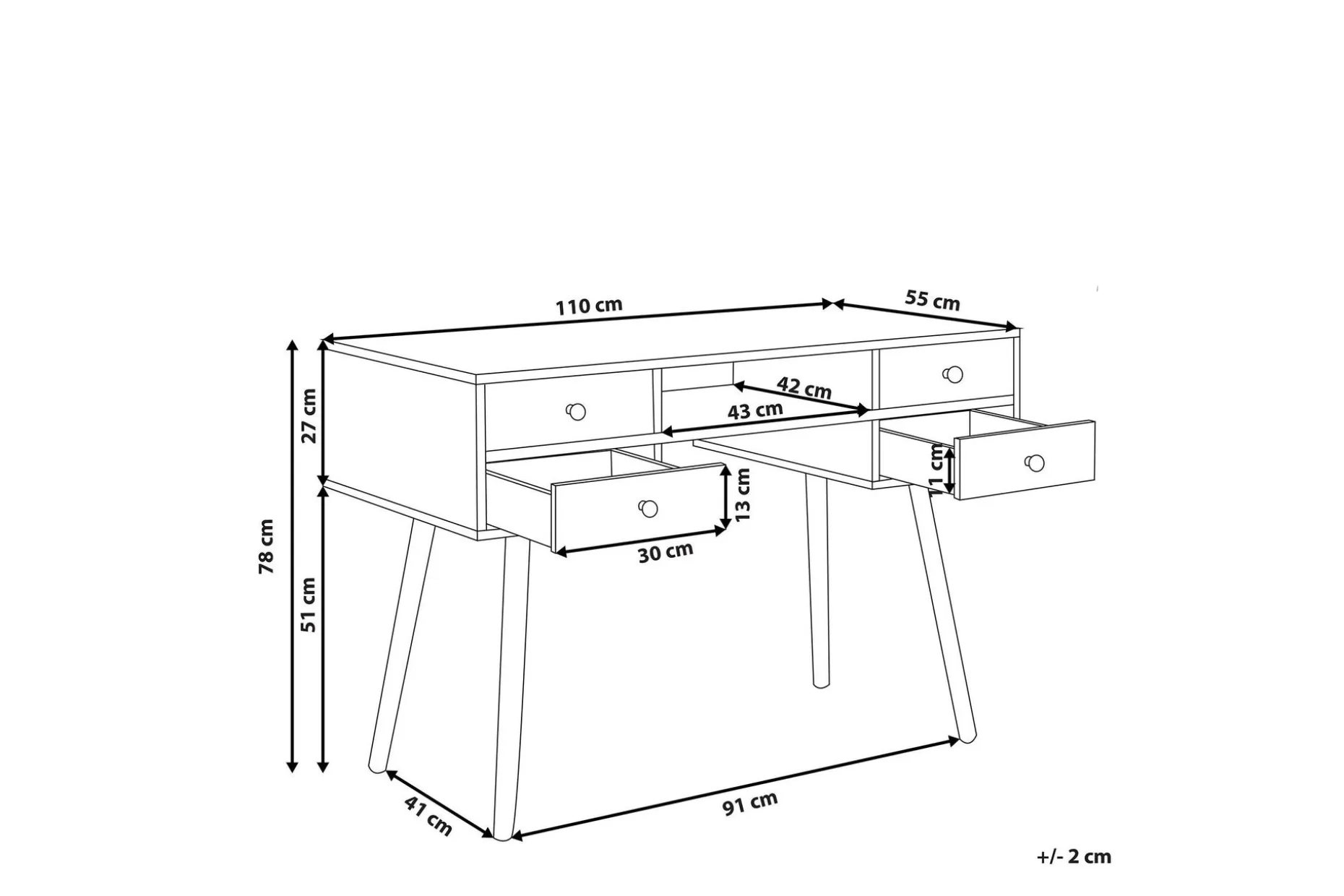 Skrivebord 110 x 55 cm Hvit LEVIN