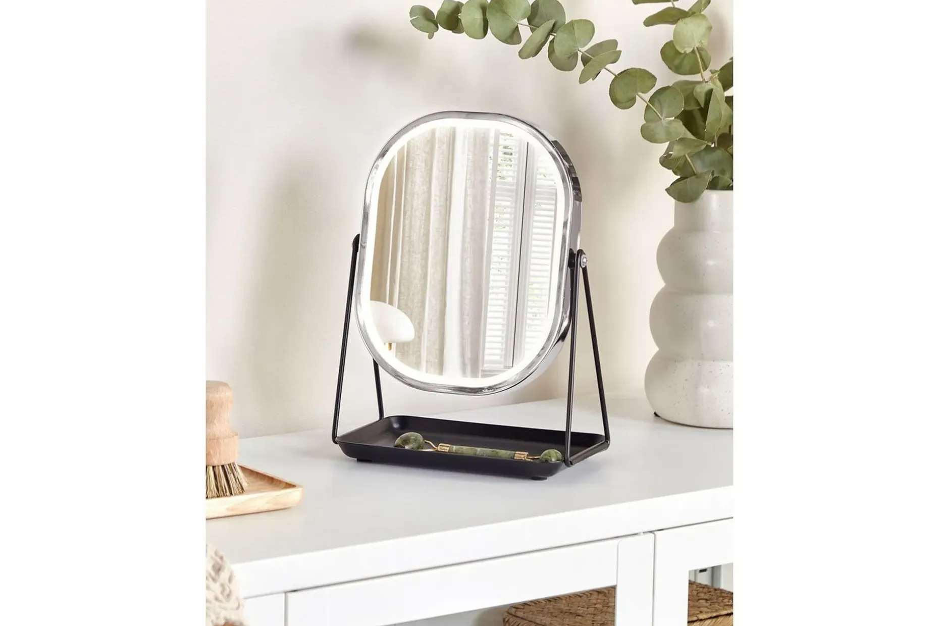 Sminkspegel Beliani Dordogne Guld/svart Silver||Black