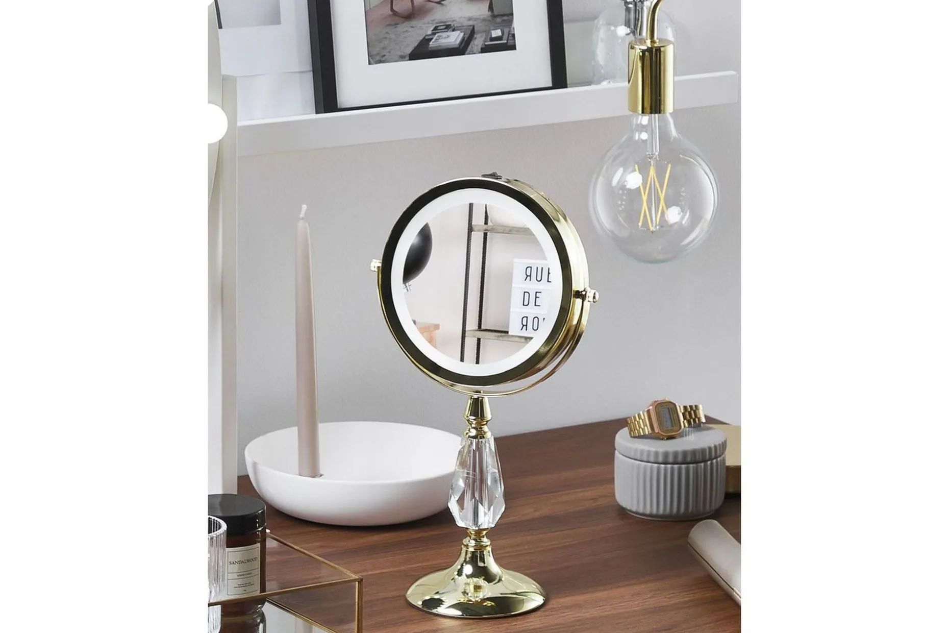 Sminkspegel Beliani Maury Guld GOLD VALUE_MISSING_2