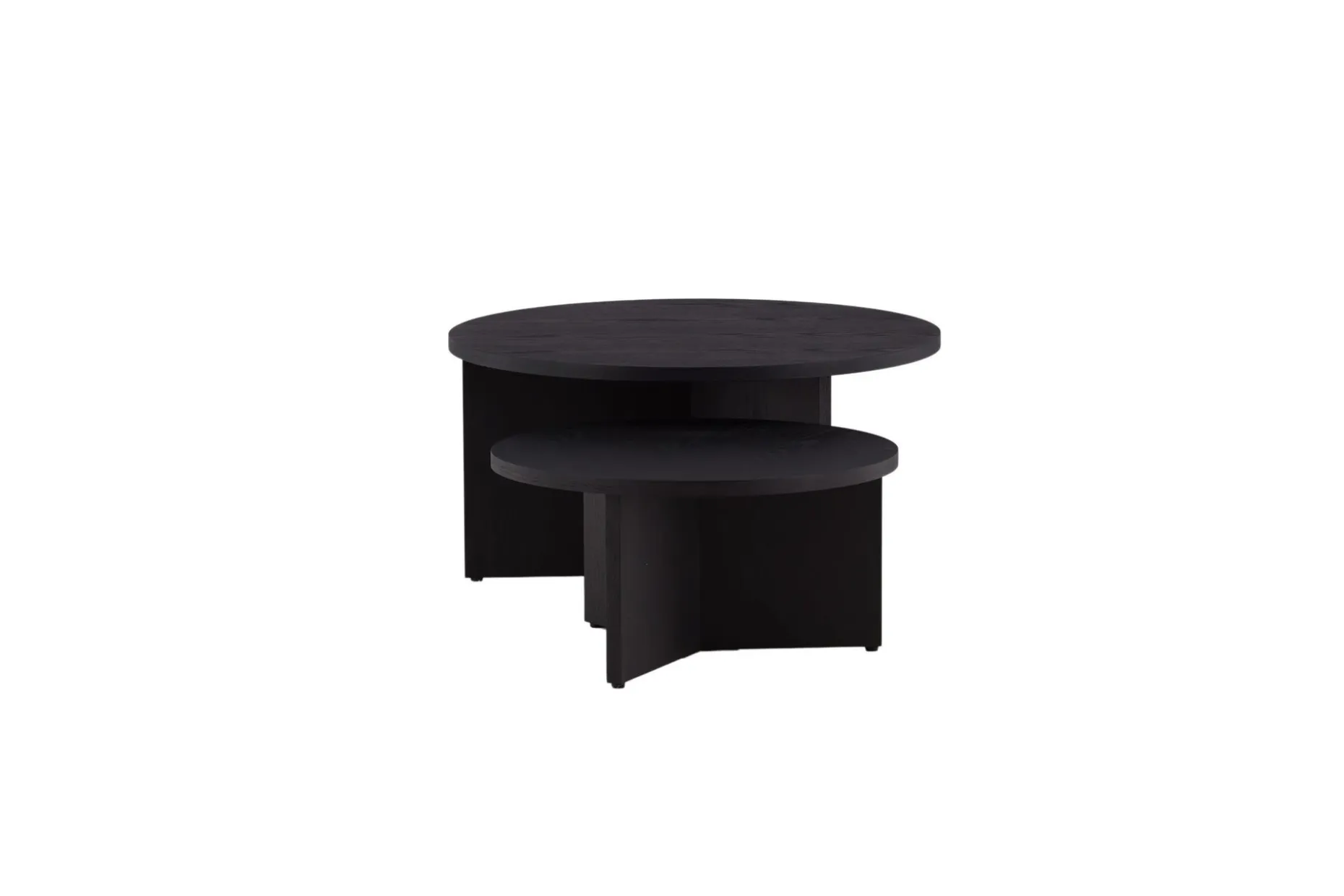 Sofabordsett Saltø 2stk Runde 85 cm/65 cm Tre Svart