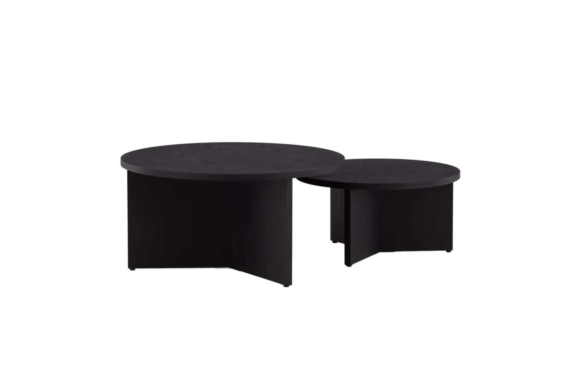 Sofabordsett Saltø 2stk Runde 85 cm/65 cm Tre Svart