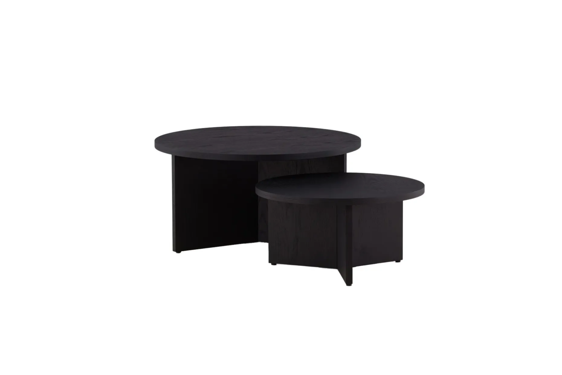 Sofabordsett Saltø 2stk Runde 85 cm/65 cm Tre Svart