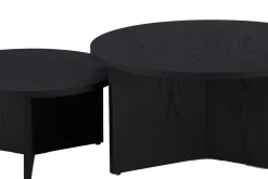 Sofabordsett Saltø 2stk Runde 85 cm/65 cm Tre Svart