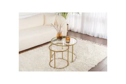 Sofabordsett 2 stykker Rikiya Liten Gulltransparent