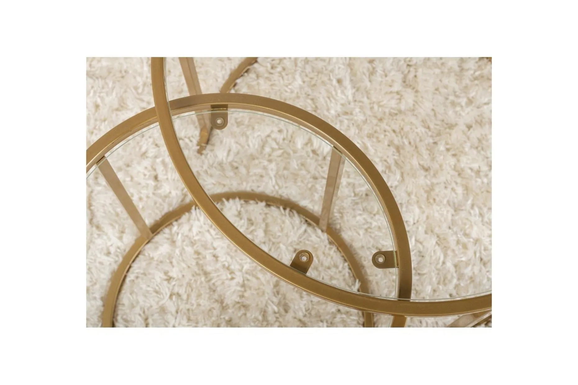 Sofabordsett 2 stykker Rikiya Liten Gulltransparent