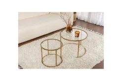 Sofabordsett 2 stykker Rikiya Liten Gulltransparent