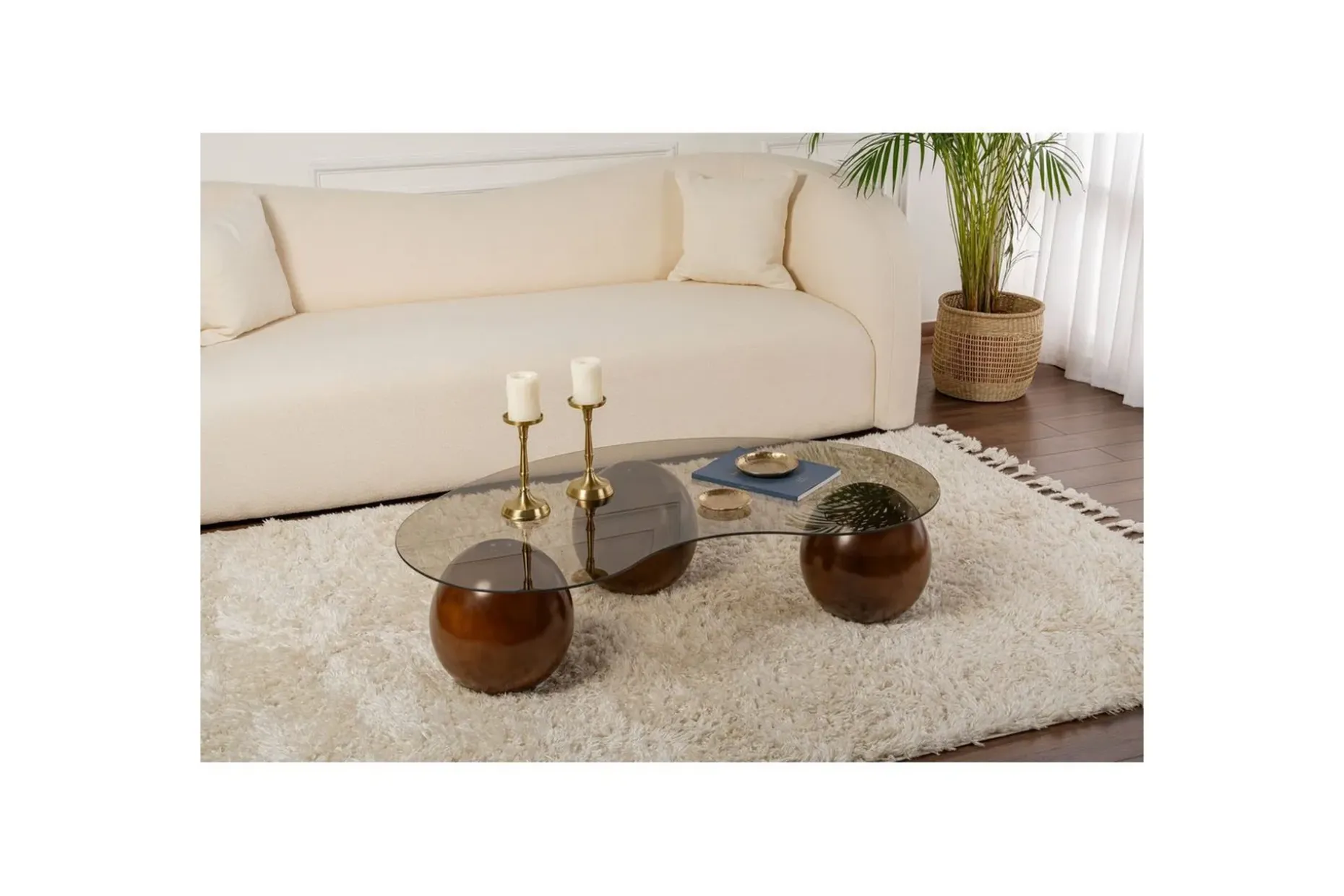 Sofabord Sphere Valnøtt / Bronse