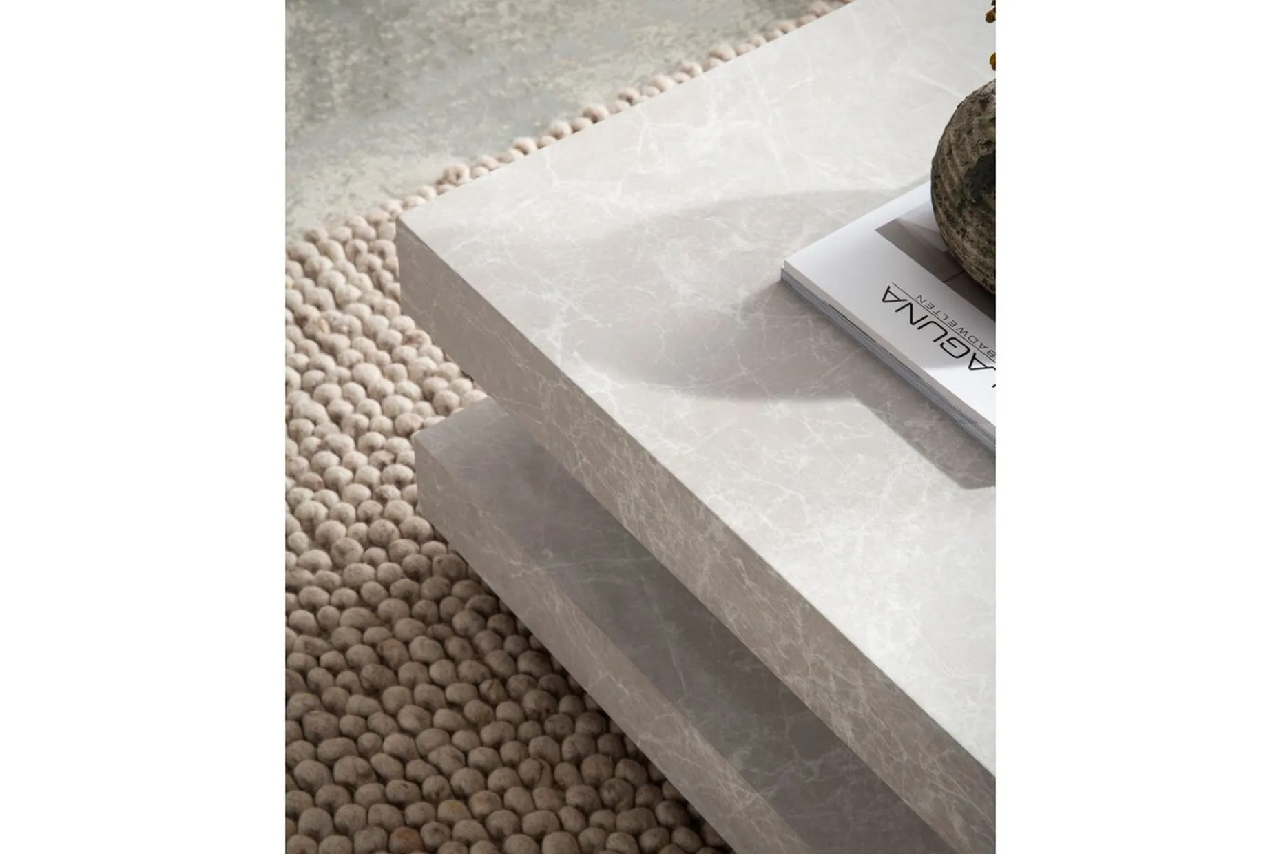 Sofabord Wohnling kvadrat 60 cm, steinoptikk stil, moderne utseende Beige